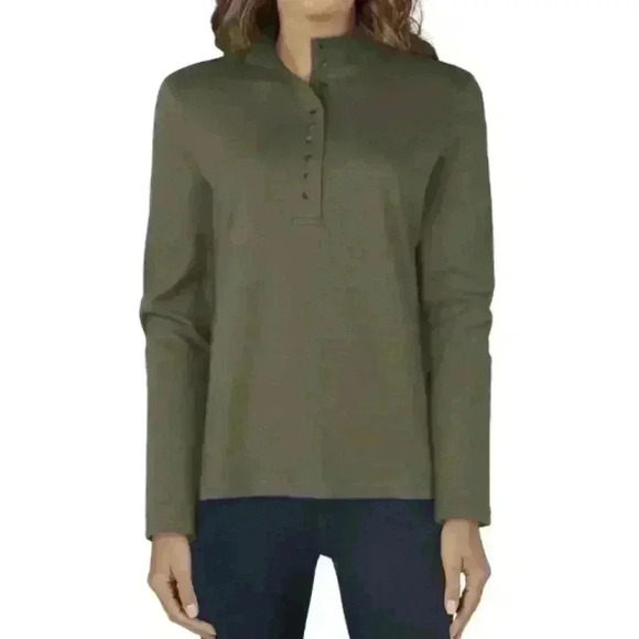 Bass Pro Shops Natural Reflections Size L 10 Button Long Sleeve Mock Turtleneck - Picture 1 of 8